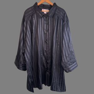 Vintage A Personal Touch Striped Black Satin Blouse